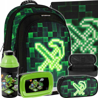Viackomorový školský batoh Starpak, čierny, Odtiene zelenej + 4 ďalšie produkty